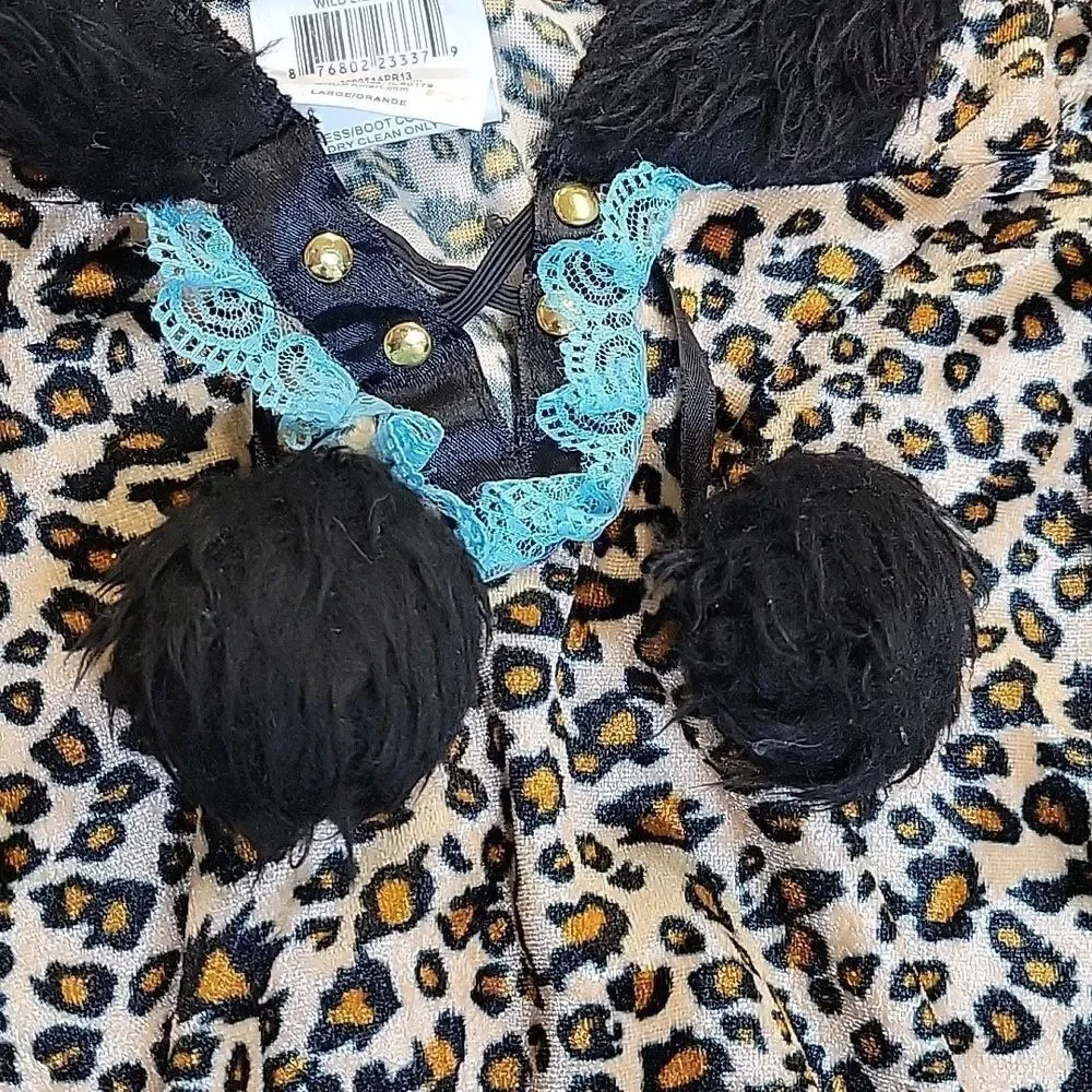 Girls Wild Lil Kitty Leopard Dress Size‎ L Halloween Costume Hood Ears Tail